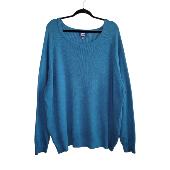 Cutter & Buck Men's Lakemont Mixed Stitch Crew Long Sleeve Sweater Size 3XB Blue - Picture 2 of 10